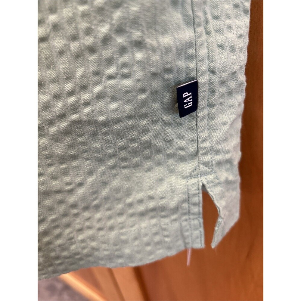 Gap Button Down Shirt Men S Granite Green Short Sleeve Pocket New Cotton Texture - Picture 4 of 14